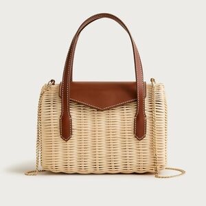 New! J. Crew Small Rattan Leather Top Handle Satchel Crossbody Bag NWT